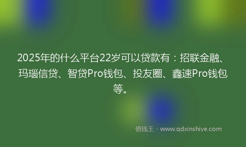 2025年的什么平台22岁可以贷款有：招联金融、玛瑙信贷、智贷Pro钱包、投友圈、鑫速Pro钱包等。