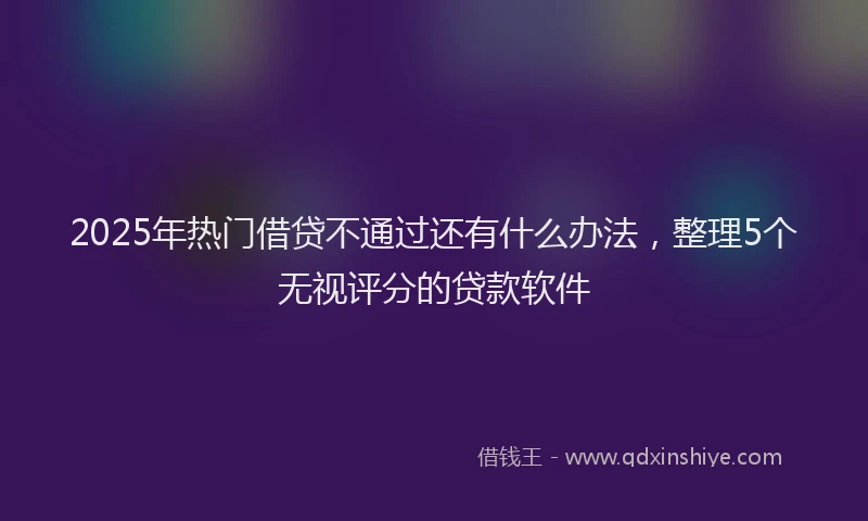 2025年热门借贷不通过还有什么办法，整理5个无视评分的贷款软件