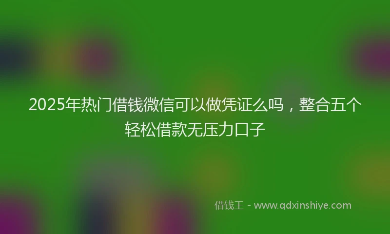 2025年热门借钱微信可以做凭证么吗，整合五个轻松借款无压力口子