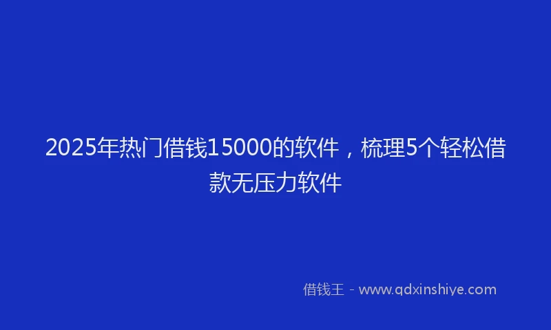 2025年热门借钱15000的软件，梳理5个轻松借款无压力软件