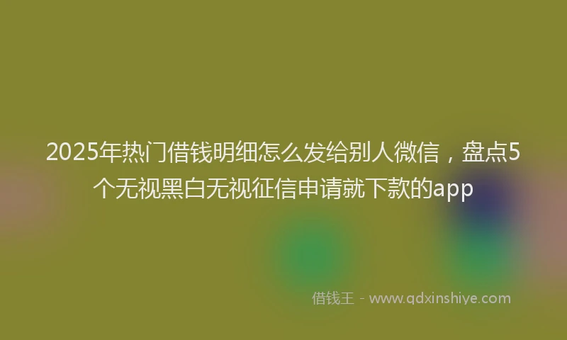 2025年热门借钱明细怎么发给别人微信，盘点5个无视黑白无视征信申请就下款的app