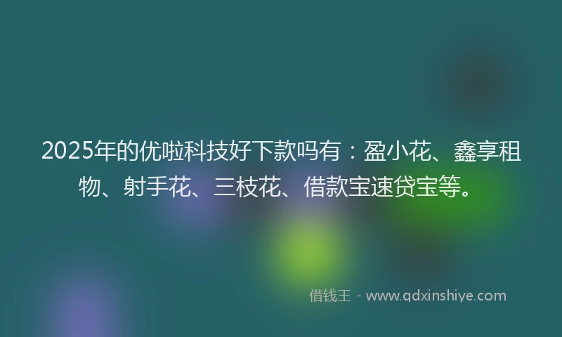 2025年的优啦科技好下款吗有：盈小花、鑫享租物、射手花、三枝花、借款宝速贷宝等。