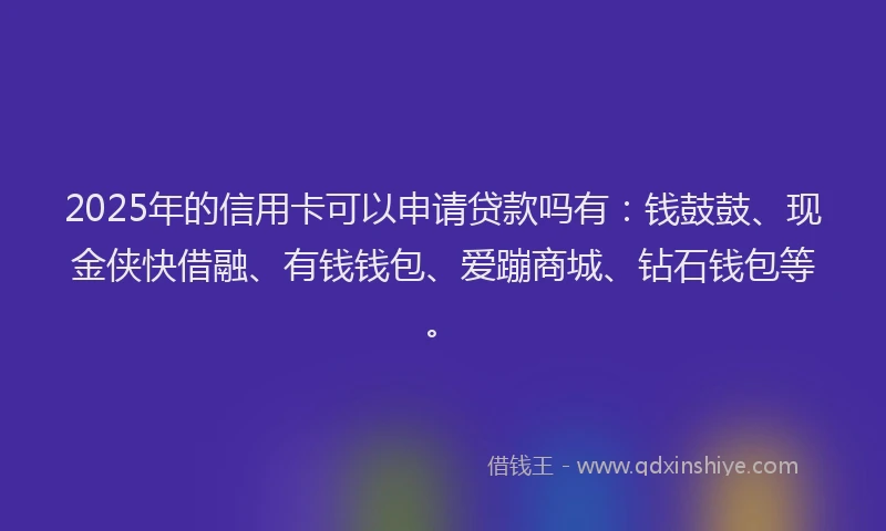 2025年的信用卡可以申请贷款吗有：钱鼓鼓、现金侠快借融、有钱钱包、爱蹦商城、钻石钱包等。