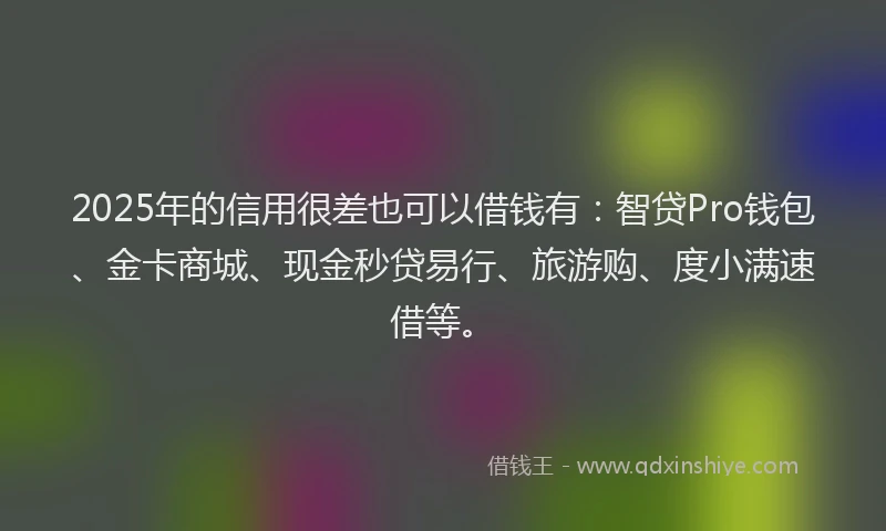 2025年的信用很差也可以借钱有：智贷Pro钱包、金卡商城、现金秒贷易行、旅游购、度小满速借等。