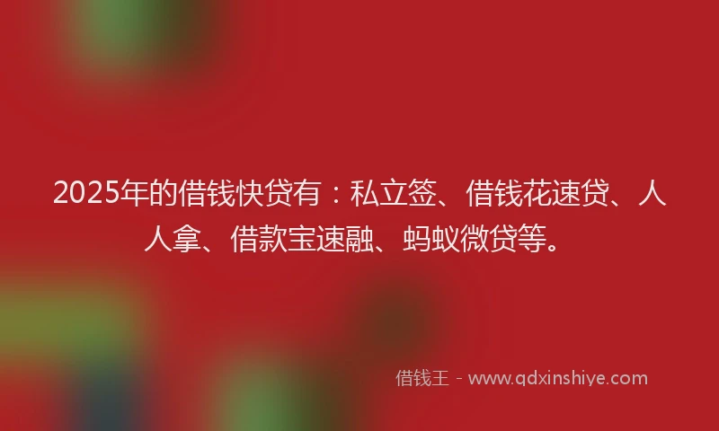 2025年的借钱快贷有：私立签、借钱花速贷、人人拿、借款宝速融、蚂蚁微贷等。