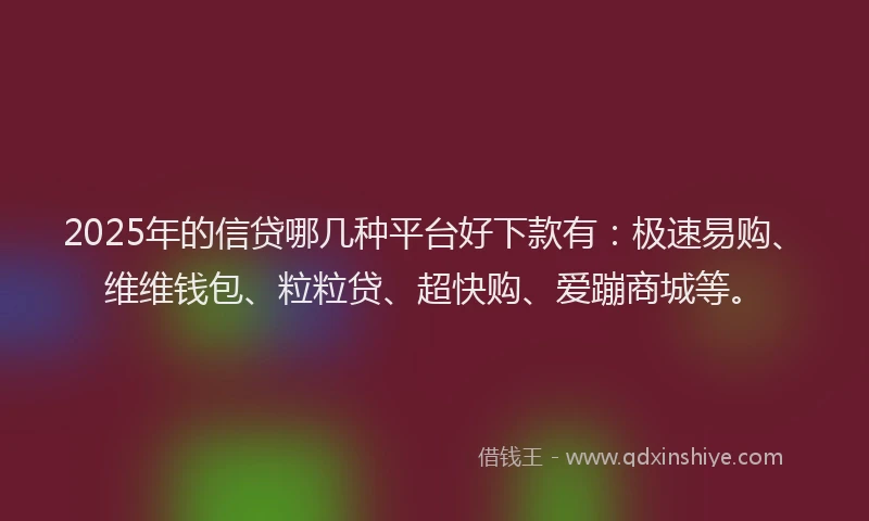 2025年的信贷哪几种平台好下款有：极速易购、维维钱包、粒粒贷、超快购、爱蹦商城等。