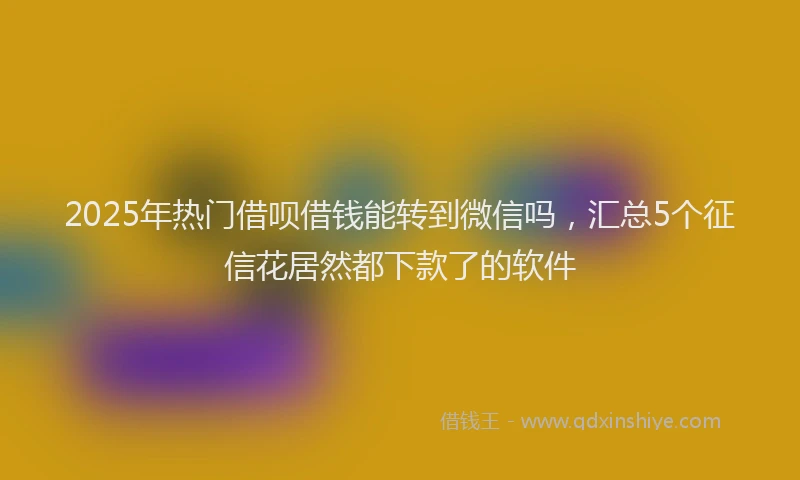 2025年热门借呗借钱能转到微信吗，汇总5个征信花居然都下款了的软件