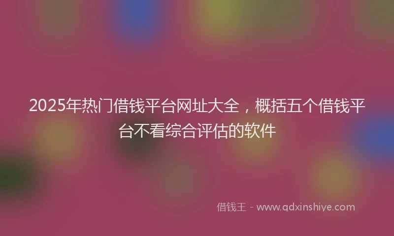 2025年热门借钱平台网址大全，概括五个借钱平台不看综合评估的软件