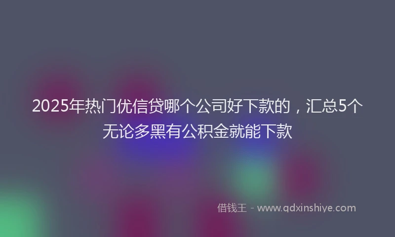 2025年热门优信贷哪个公司好下款的，汇总5个无论多黑有公积金就能下款