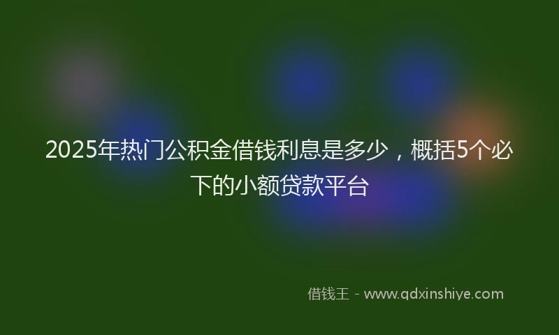 2025年热门公积金借钱利息是多少，概括5个必下的小额贷款平台