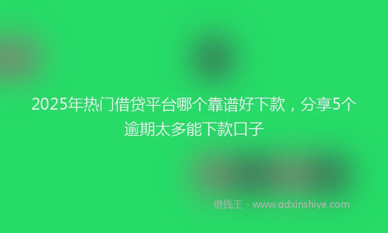 2025年热门借贷平台哪个靠谱好下款，分享5个逾期太多能下款口子