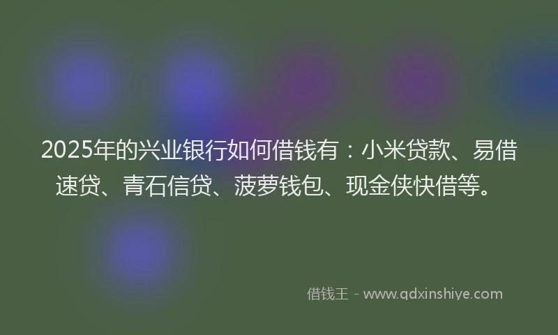 2025年的兴业银行如何借钱有：小米贷款、易借速贷、青石信贷、菠萝钱包、现金侠快借等。