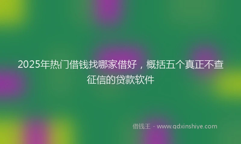 2025年热门借钱找哪家借好，概括五个真正不查征信的贷款软件