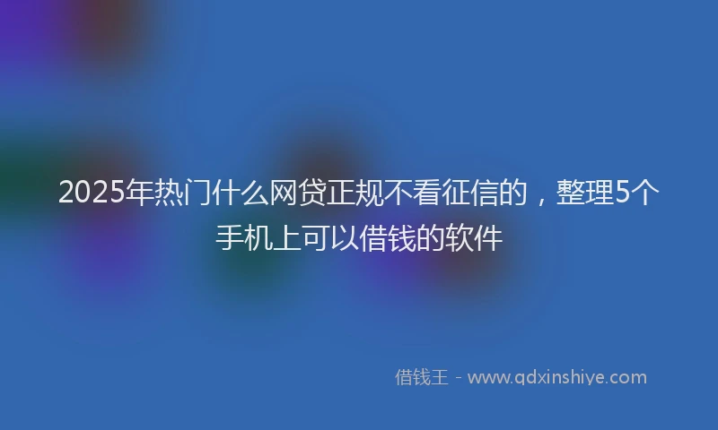 2025年热门什么网贷正规不看征信的，整理5个手机上可以借钱的软件