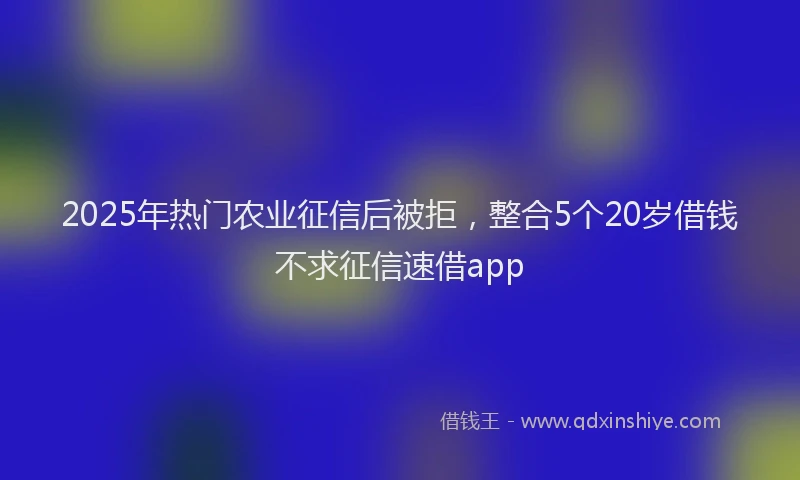 2025年热门农业征信后被拒，整合5个20岁借钱不求征信速借app