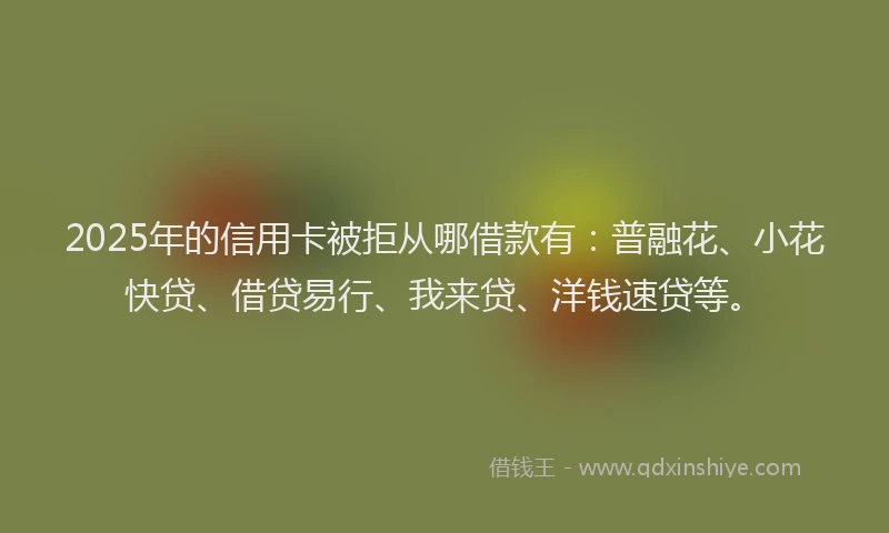 2025年的信用卡被拒从哪借款有：普融花、小花快贷、借贷易行、我来贷、洋钱速贷等。