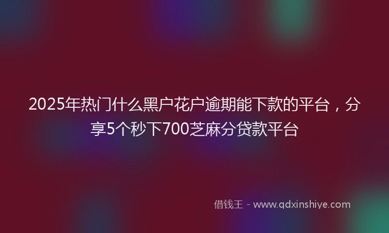 2025年热门什么黑户花户逾期能下款的平台，分享5个秒下700芝麻分贷款平台