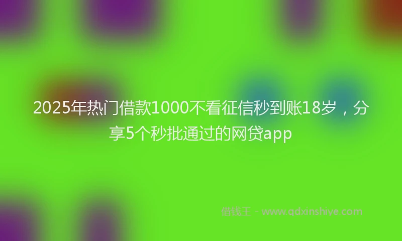 2025年热门借款1000不看征信秒到账18岁，分享5个秒批通过的网贷app