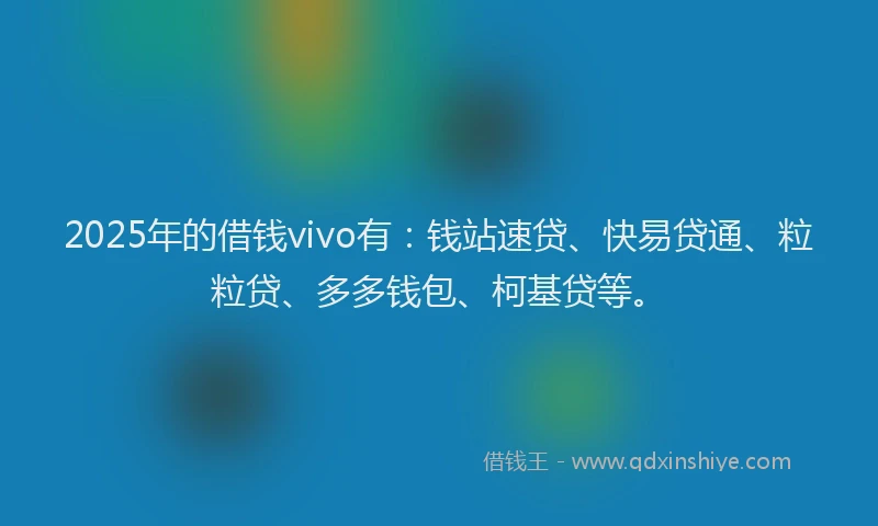 2025年的借钱vivo有：钱站速贷、快易贷通、粒粒贷、多多钱包、柯基贷等。