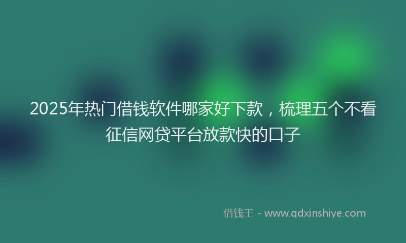 2025年热门借钱软件哪家好下款，梳理五个不看征信网贷平台放款快的口子