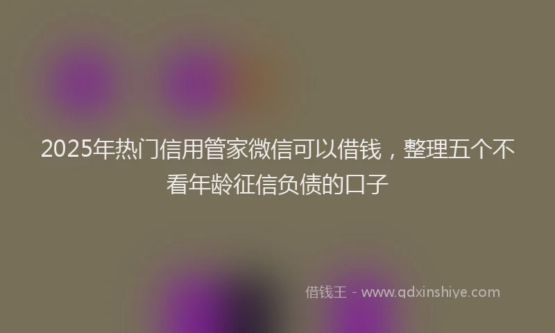 2025年热门信用管家微信可以借钱，整理五个不看年龄征信负债的口子