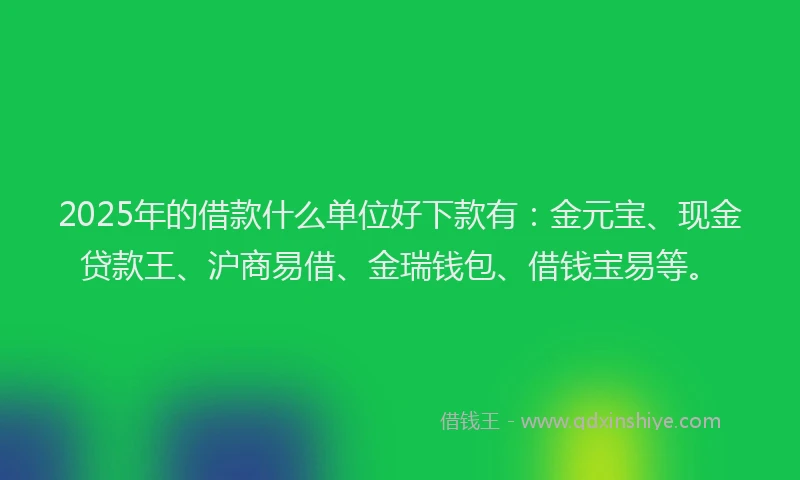 2025年的借款什么单位好下款有：金元宝、现金贷款王、沪商易借、金瑞钱包、借钱宝易等。