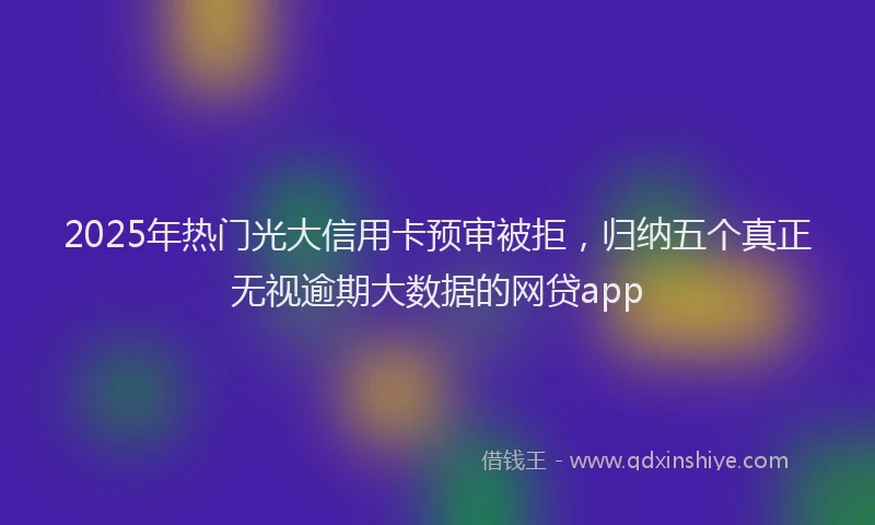 2025年热门光大信用卡预审被拒，归纳五个真正无视逾期大数据的网贷app