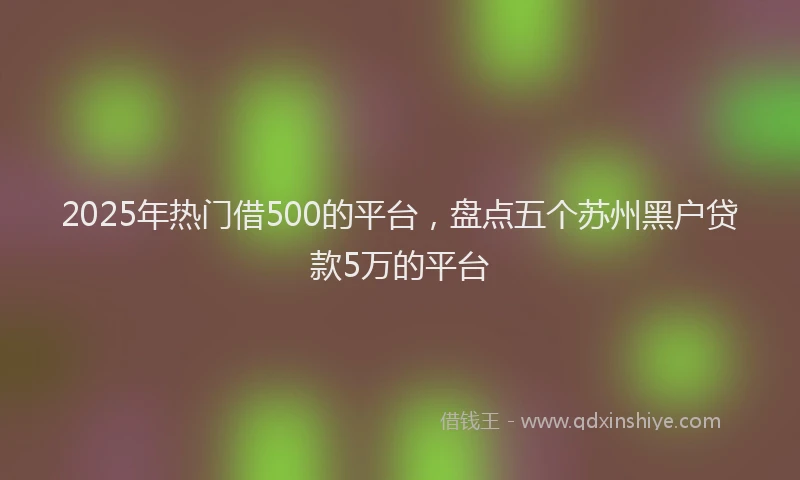 2025年热门借500的平台，盘点五个苏州黑户贷款5万的平台