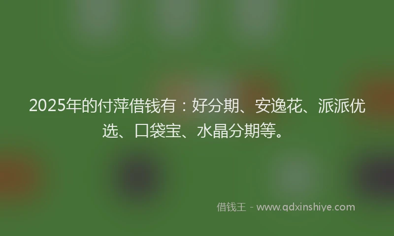 2025年的付萍借钱有：好分期、安逸花、派派优选、口袋宝、水晶分期等。