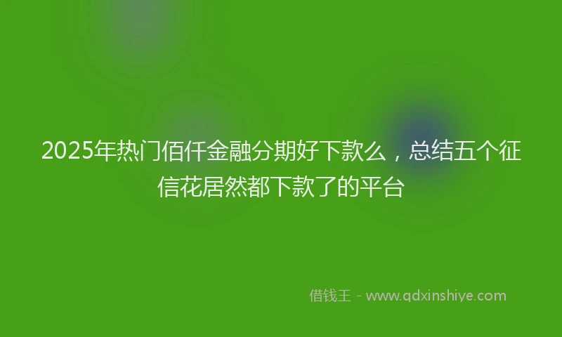 2025年热门佰仟金融分期好下款么，总结五个征信花居然都下款了的平台