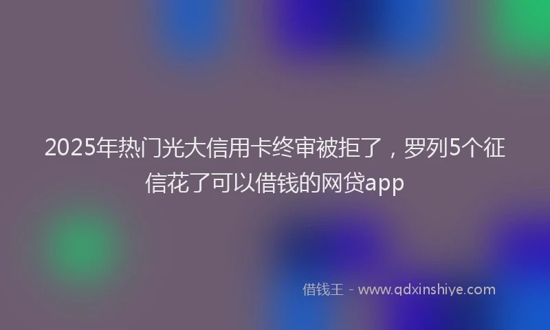 2025年热门光大信用卡终审被拒了，罗列5个征信花了可以借钱的网贷app