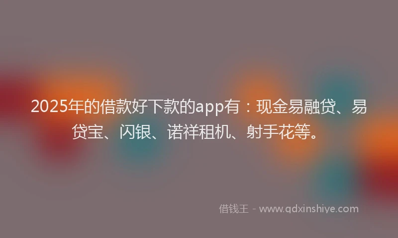 2025年的借款好下款的app有：现金易融贷、易贷宝、闪银、诺祥租机、射手花等。