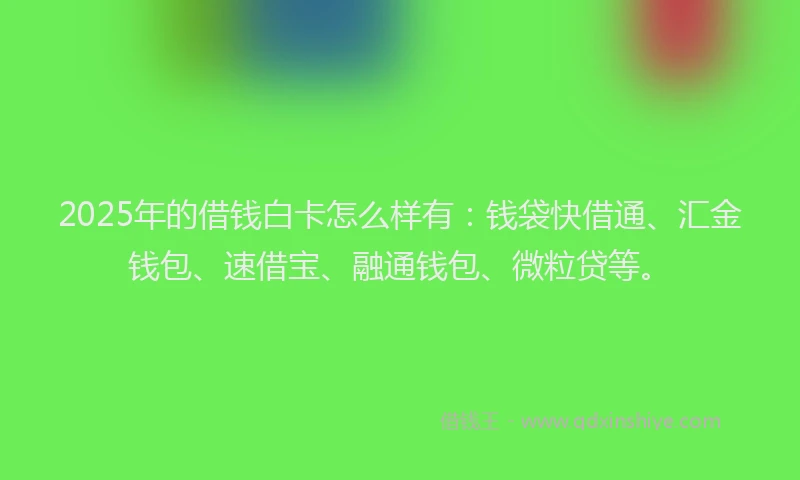 2025年的借钱白卡怎么样有：钱袋快借通、汇金钱包、速借宝、融通钱包、微粒贷等。