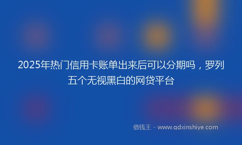 2025年热门信用卡账单出来后可以分期吗，罗列五个无视黑白的网贷平台