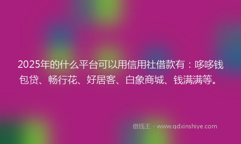 2025年的什么平台可以用信用社借款有：哆哆钱包贷、畅行花、好居客、白象商城、钱满满等。