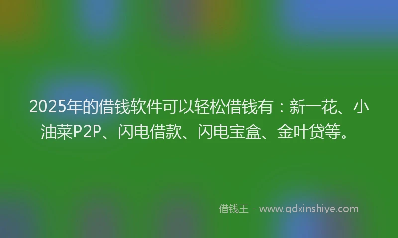 2025年的借钱软件可以轻松借钱有：新一花、小油菜P2P、闪电借款、闪电宝盒、金叶贷等。