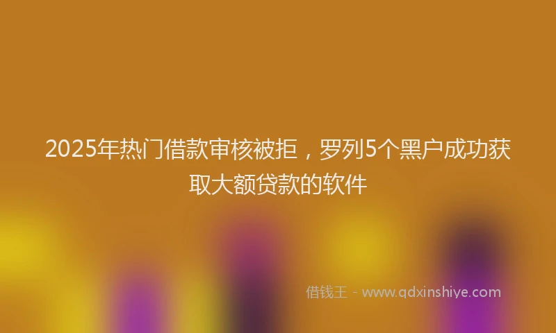 2025年热门借款审核被拒，罗列5个黑户成功获取大额贷款的软件
