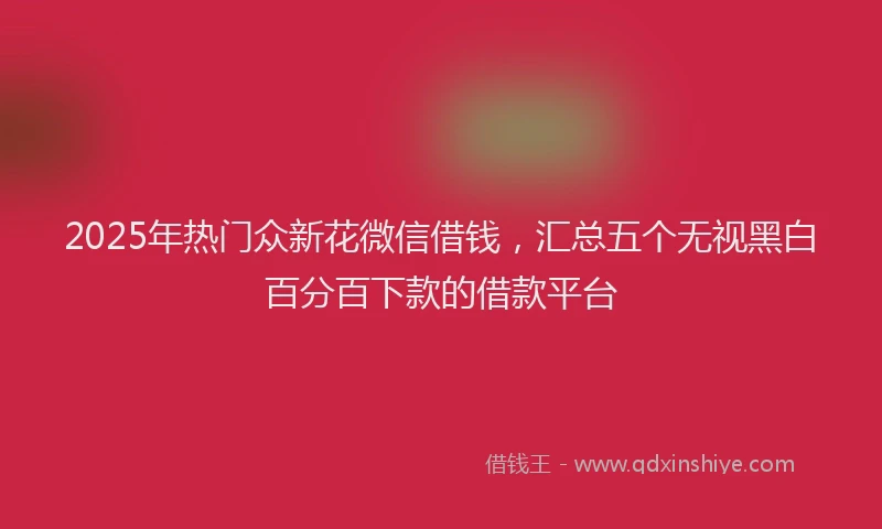 2025年热门众新花微信借钱，汇总五个无视黑白百分百下款的借款平台