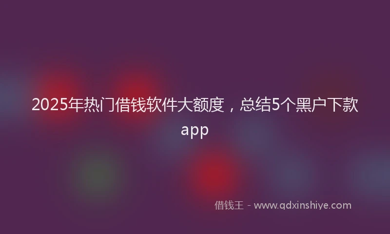 2025年热门借钱软件大额度，总结5个黑户下款app