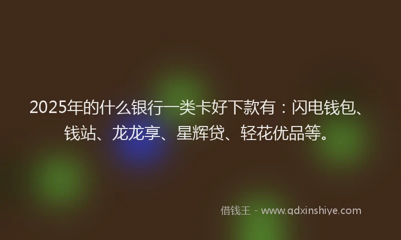 2025年的什么银行一类卡好下款有：闪电钱包、钱站、龙龙享、星辉贷、轻花优品等。