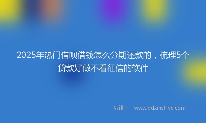 2025年热门借呗借钱怎么分期还款的，梳理5个贷款好做不看征信的软件