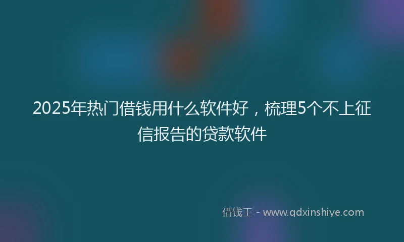 2025年热门借钱用什么软件好，梳理5个不上征信报告的贷款软件