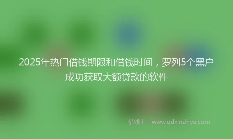 2025年热门借钱期限和借钱时间，罗列5个黑户成功获取大额贷款的软件