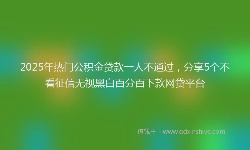 2025年热门公积金贷款一人不通过，分享5个不看征信无视黑白百分百下款网贷平台