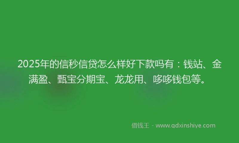 2025年的信秒信贷怎么样好下款吗有：钱站、金满盈、甄宝分期宝、龙龙用、哆哆钱包等。