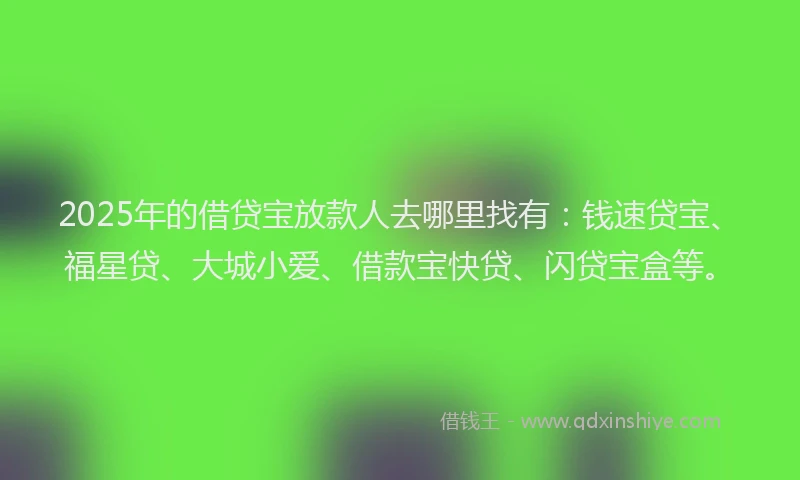 2025年的借贷宝放款人去哪里找有：钱速贷宝、福星贷、大城小爱、借款宝快贷、闪贷宝盒等。