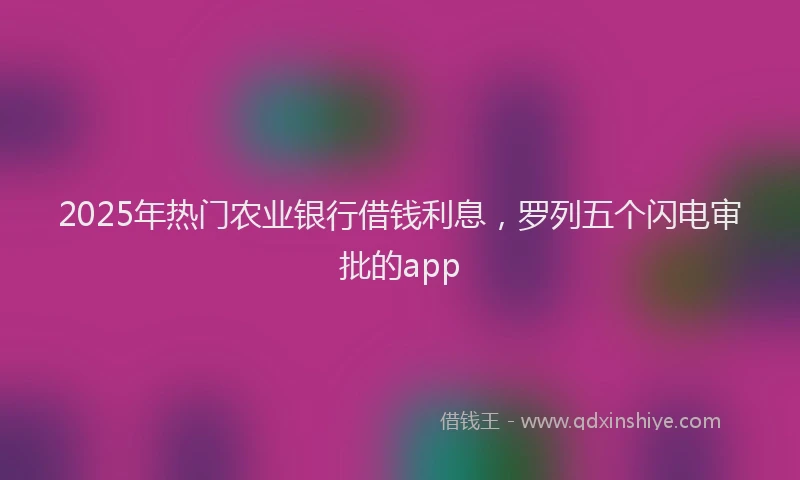 2025年热门农业银行借钱利息，罗列五个闪电审批的app