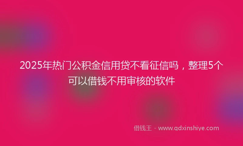 2025年热门公积金信用贷不看征信吗，整理5个可以借钱不用审核的软件
