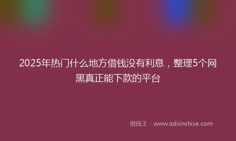 2025年热门什么地方借钱没有利息，整理5个网黑真正能下款的平台
