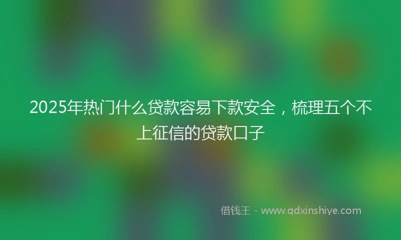 2025年热门什么贷款容易下款安全，梳理五个不上征信的贷款口子